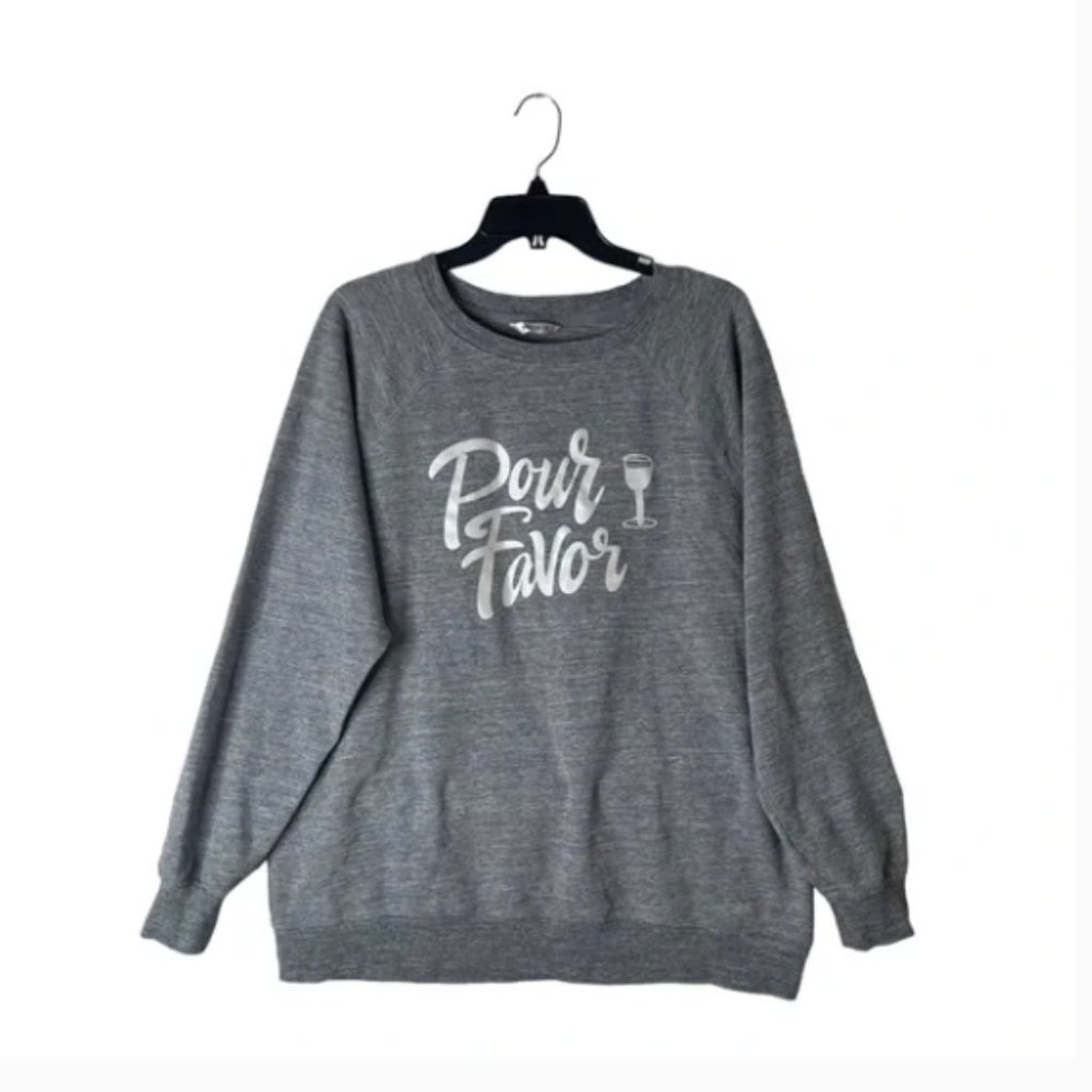 Wildfox Pour Favor Pullover Sweater Size L Cozy Graphic Sweatshirt French Vibes